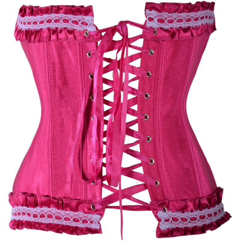 Sexy pink lace up corset bustier top